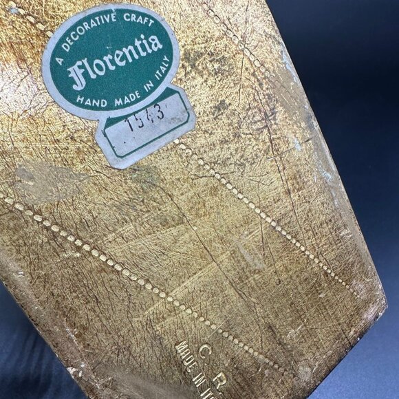 Vintage Italian Hand Painted Wood Jewelry Trinket Box Pink Flowers Gold Stash - Picture 8 of 10